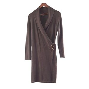 Chaps Long Sleeve gray knit wrap style Dress